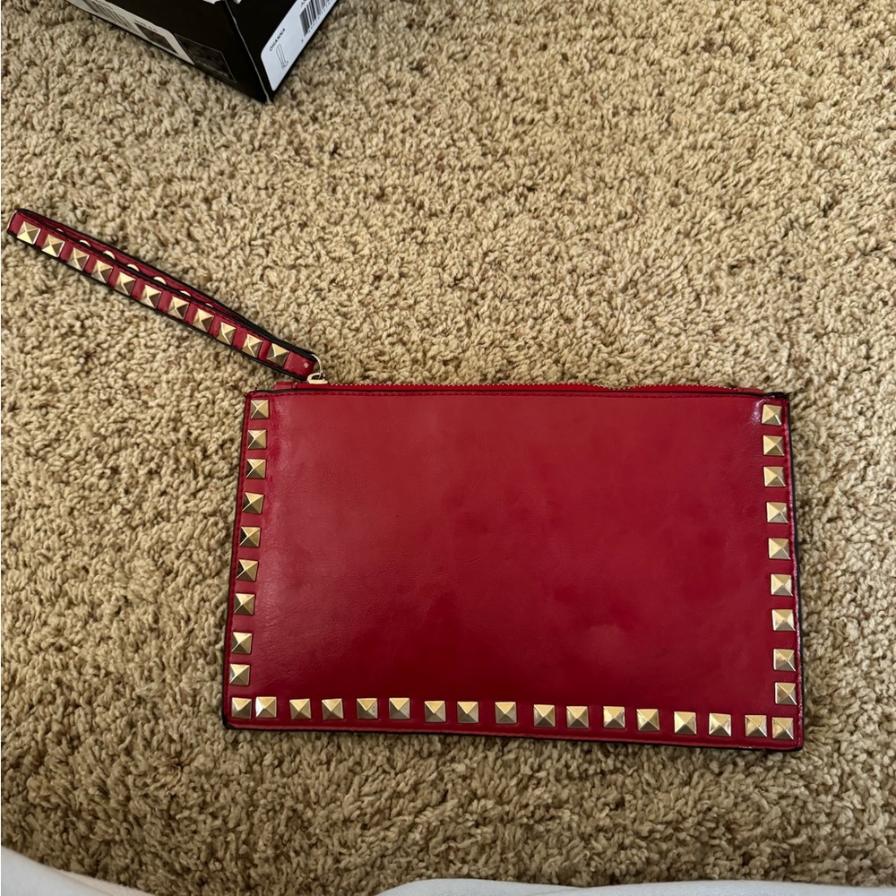 Red Clutch with Gold Hardware